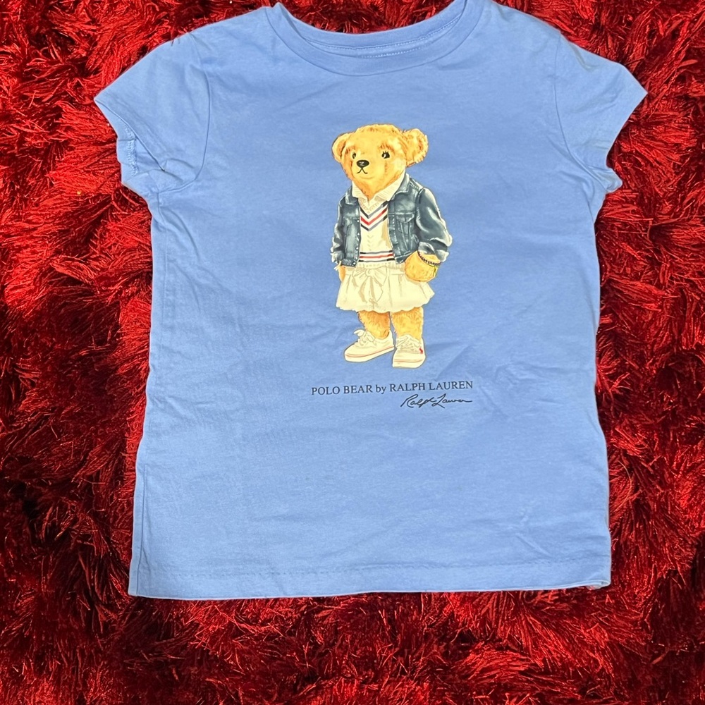 Bundle of 3 Ralph Lauren Kids Blue Polo Bear Tee all like new with no stains